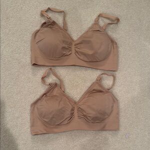 Motherhood Maternity Nursing Seamless Tan Wireless Bra Bundle